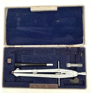 Vintage Gramercy Drafting Compass Set In Gray Textured Case